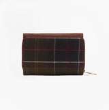 Barbour ROSA LEATHER French Purse Womens Brown/Classic Tartan