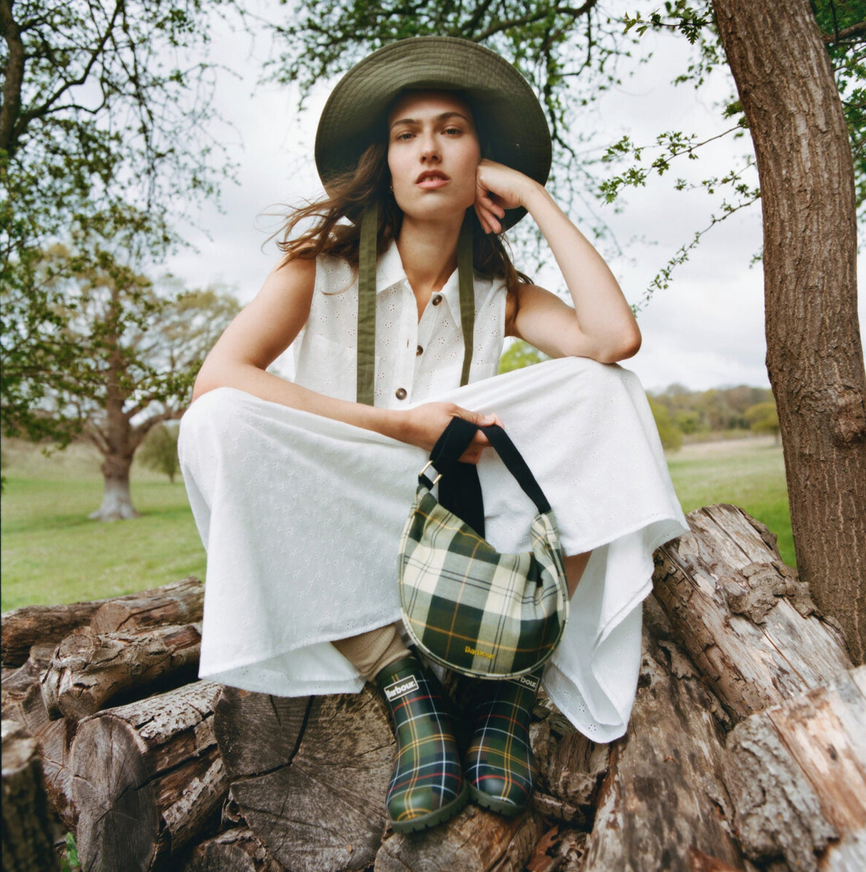 Barbour WILTON Womens Ankle Wellington Boots Classic Tartan