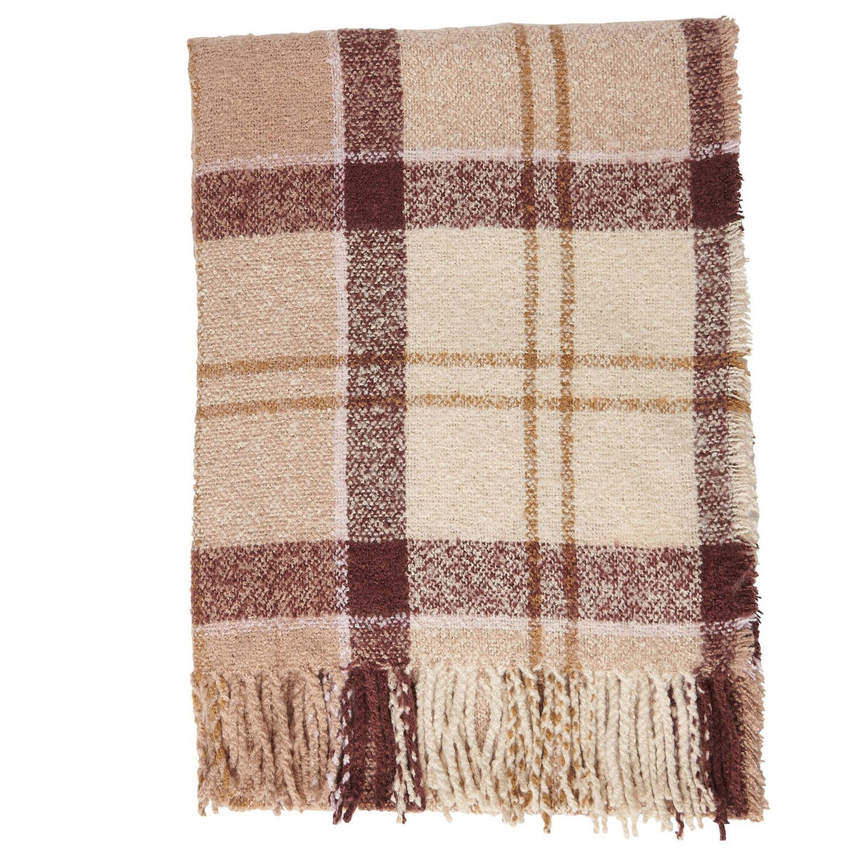 Barbour TARTAN BOUCLE Scarf Womens Muted Cabernet