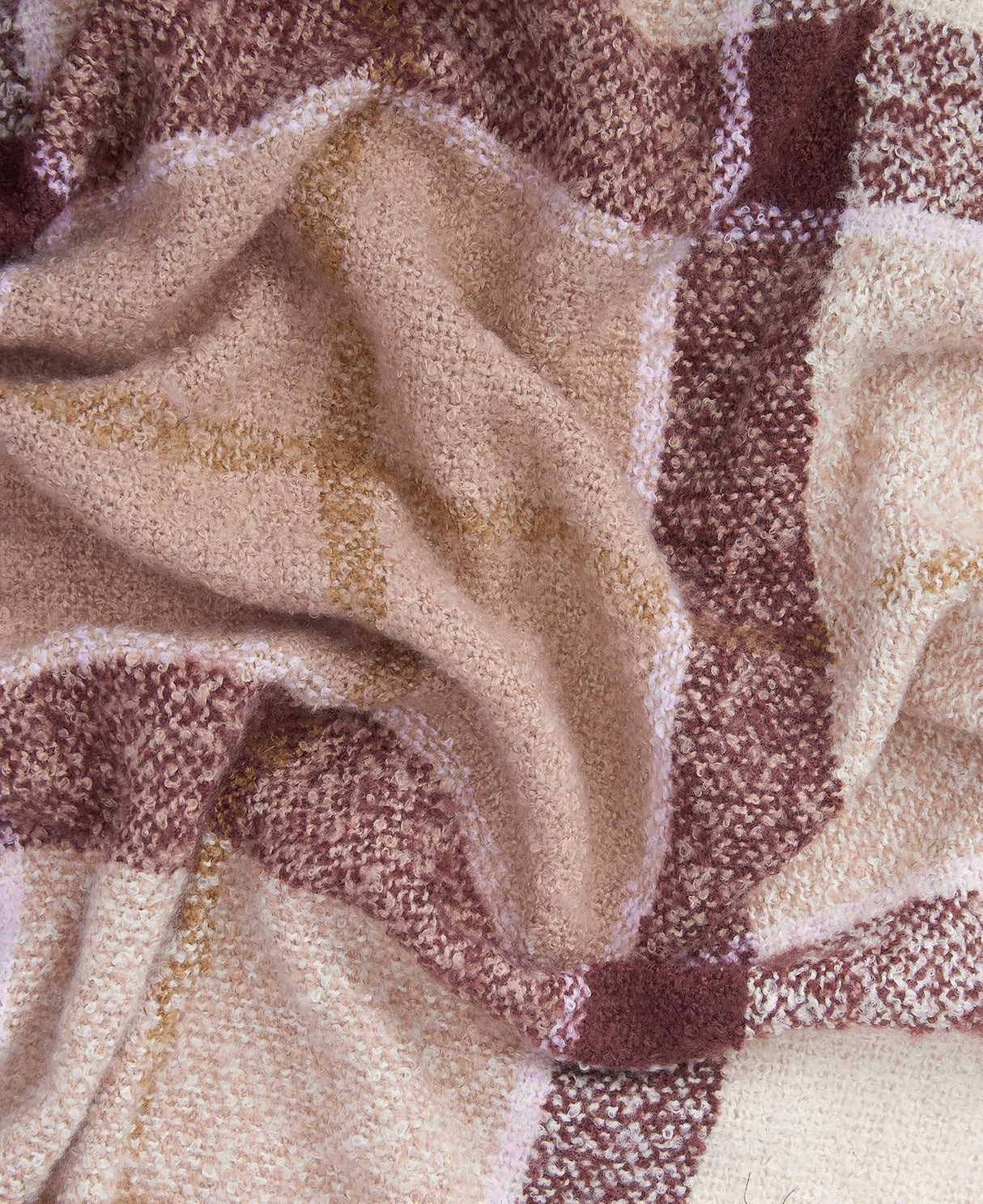 Barbour TARTAN BOUCLE Scarf Womens Muted Cabernet