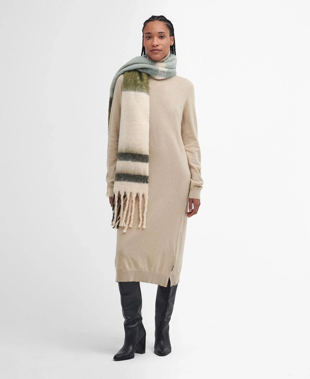 Barbour ISLA TARTAN BOUCLE Scarf Womens Soft Mint