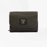 Barbour WAXED HANGING Mens Washbag Olive/Beacon