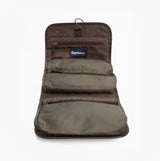 Barbour WAXED HANGING Mens Washbag Olive/Beacon