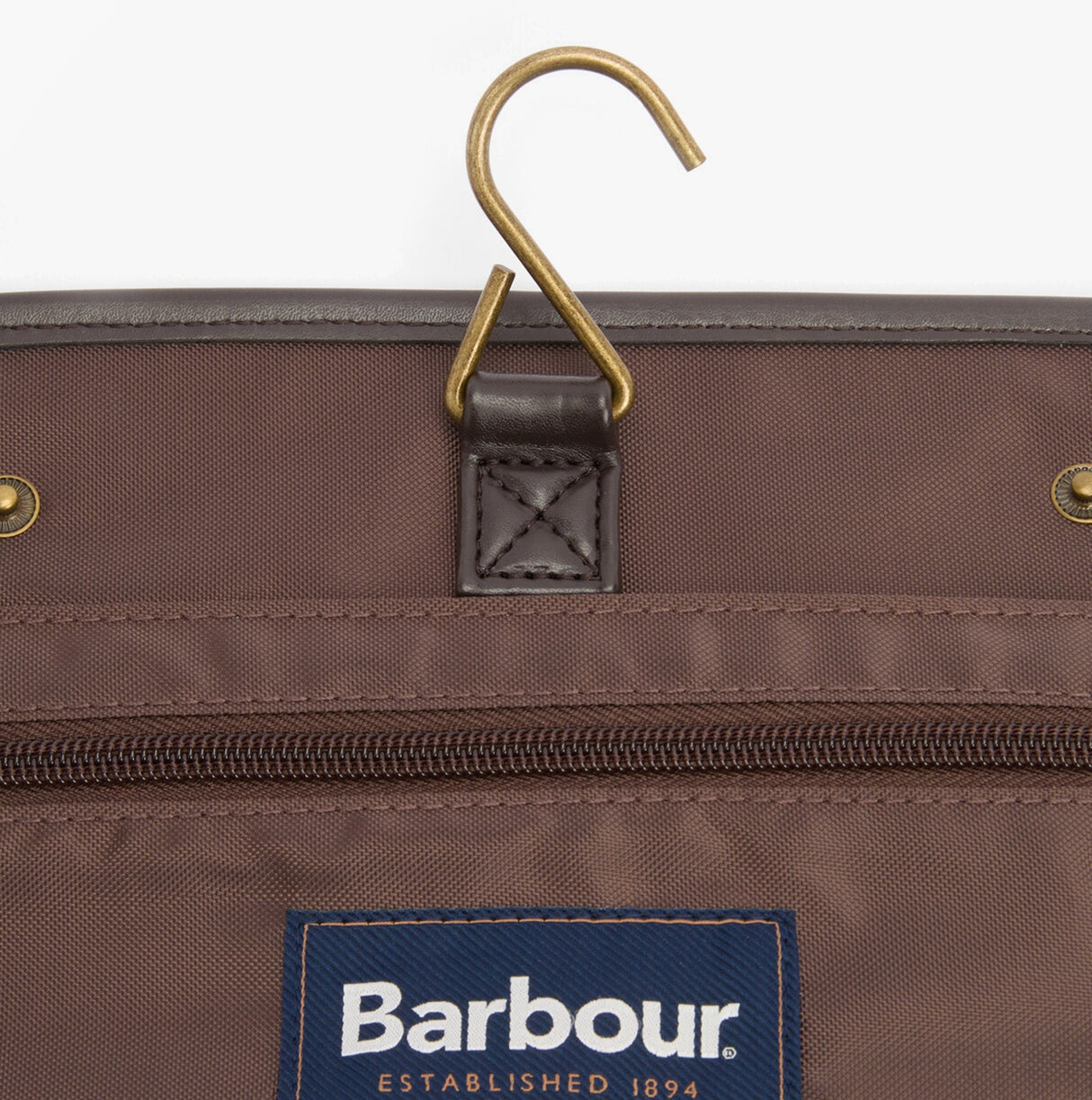 Barbour WAXED HANGING Mens Washbag Olive/Beacon