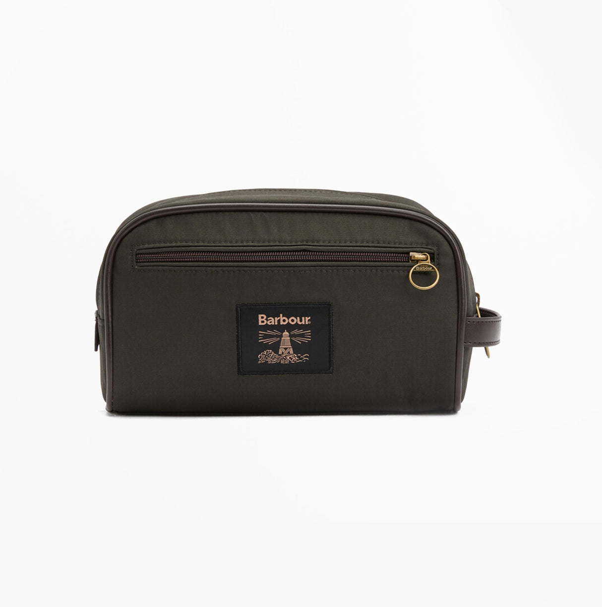 Barbour WAXED Mens Washbag Olive/Beacon