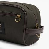 Barbour WAXED Mens Washbag Olive/Beacon