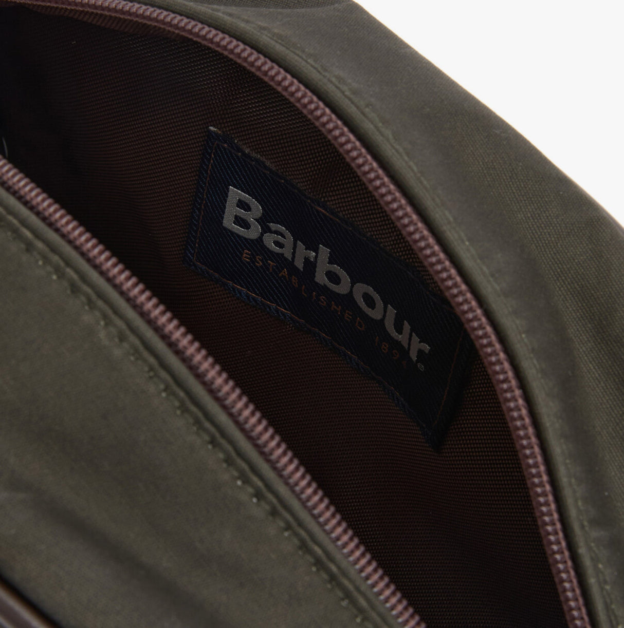 Barbour WAXED Mens Washbag Olive/Beacon