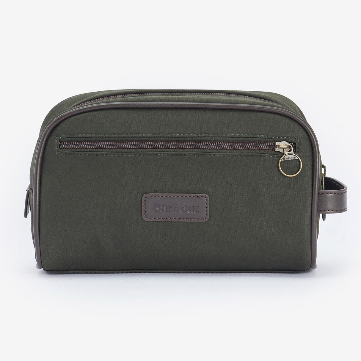 Barbour WAX Mens Wash Bag Olive/Brown