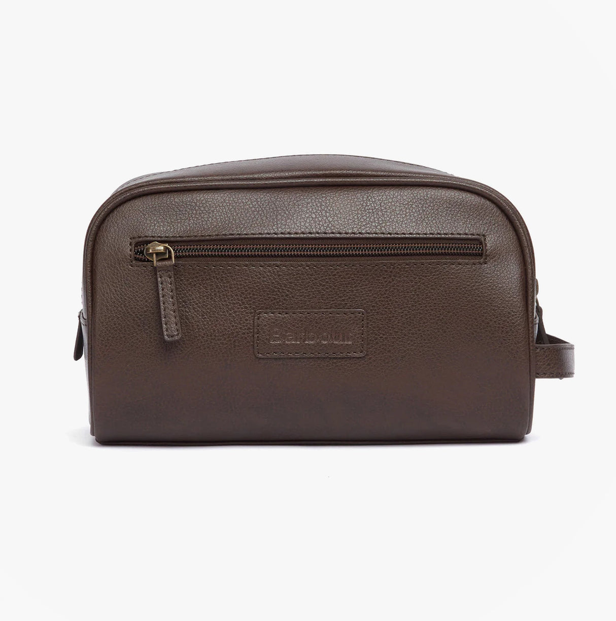 Barbour LEATHER Mens Wash Bag Dark Brown
