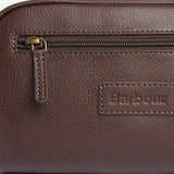 Barbour LEATHER Mens Wash Bag Dark Brown