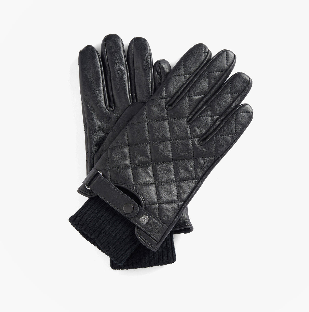 Barbour QUILTED LEATHER GLOVES Mens Black