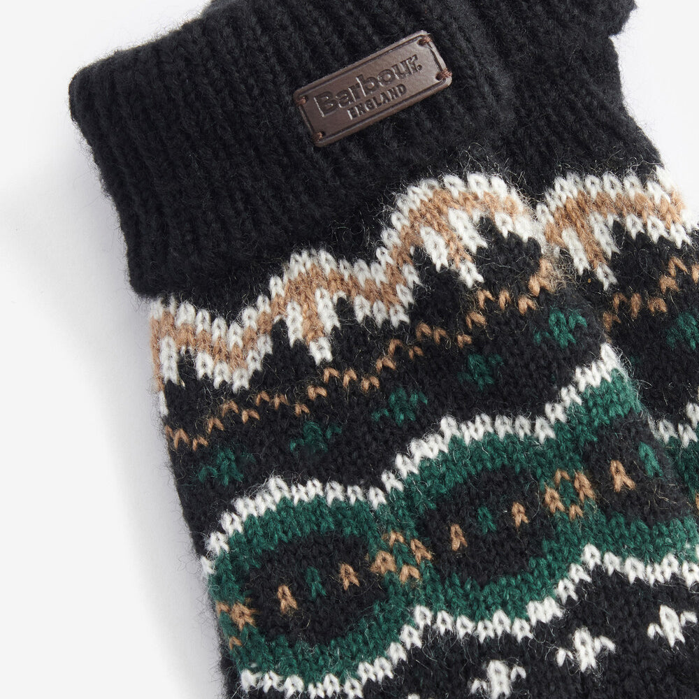 Barbour CASE FAIR ISLE GLOVES Mens Green Loch