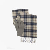 Barbour TARTAN SCARF AND GLOVE Mens Gift Set Grey Midnight