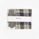 Barbour TARTAN SCARF AND GLOVE Mens Gift Set Grey Midnight