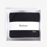 Barbour CARLTON FLECK BEANIE & SCARF Gift Set Mens Black