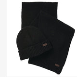 Barbour CARLTON FLECK BEANIE & SCARF Gift Set Mens Black