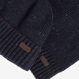 Barbour CARLTON FLECK BEANIE & SCARF Gift Set Mens Navy