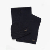 Barbour CARLTON FLECK BEANIE & SCARF Gift Set Mens Navy