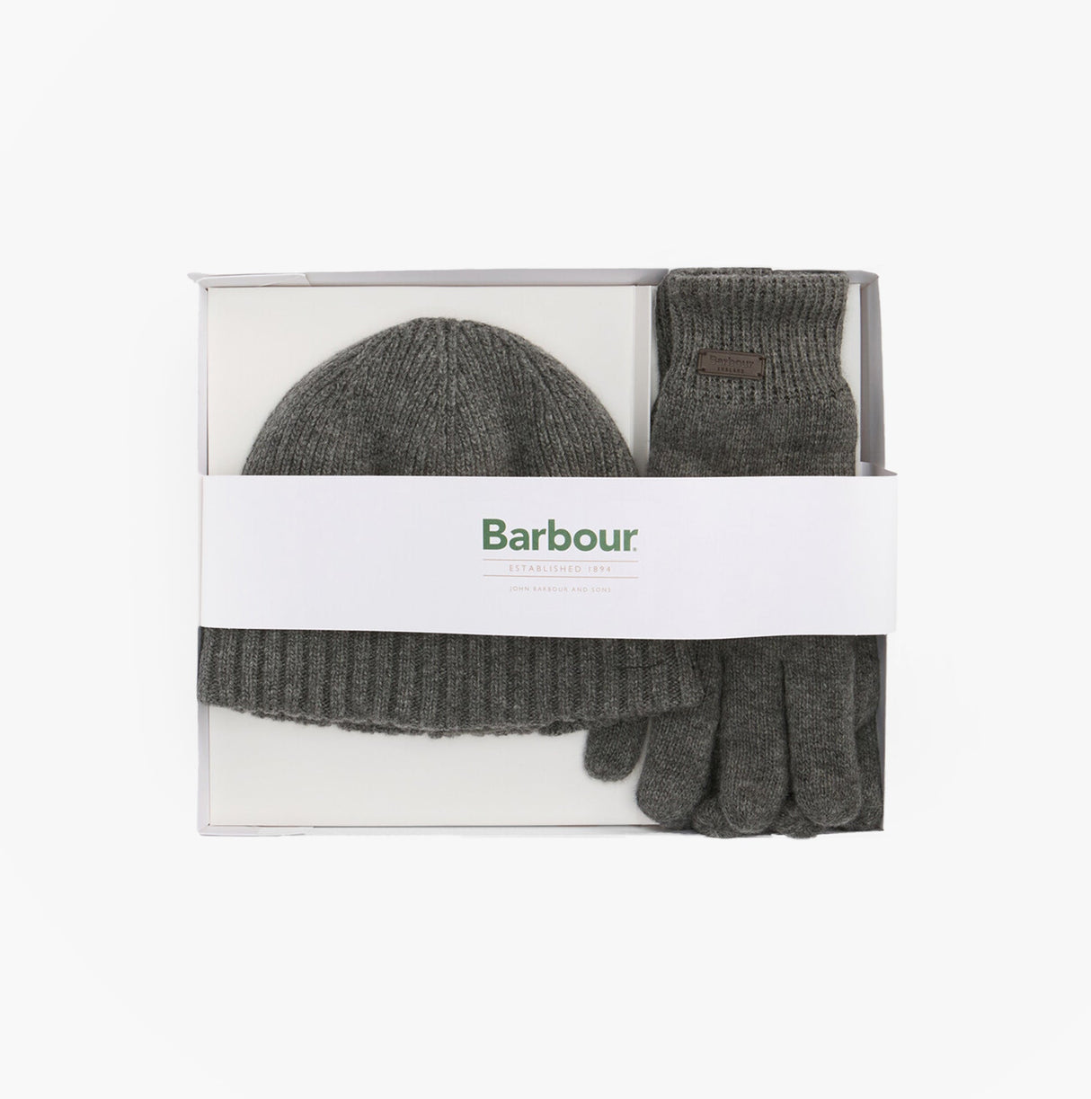 Barbour CARLTON BEANIE & GLOVES Mens Gift Set Grey