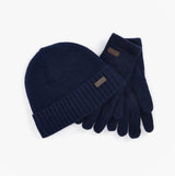 Barbour CARLTON BEANIE & GLOVES Gift Set Mens Navy