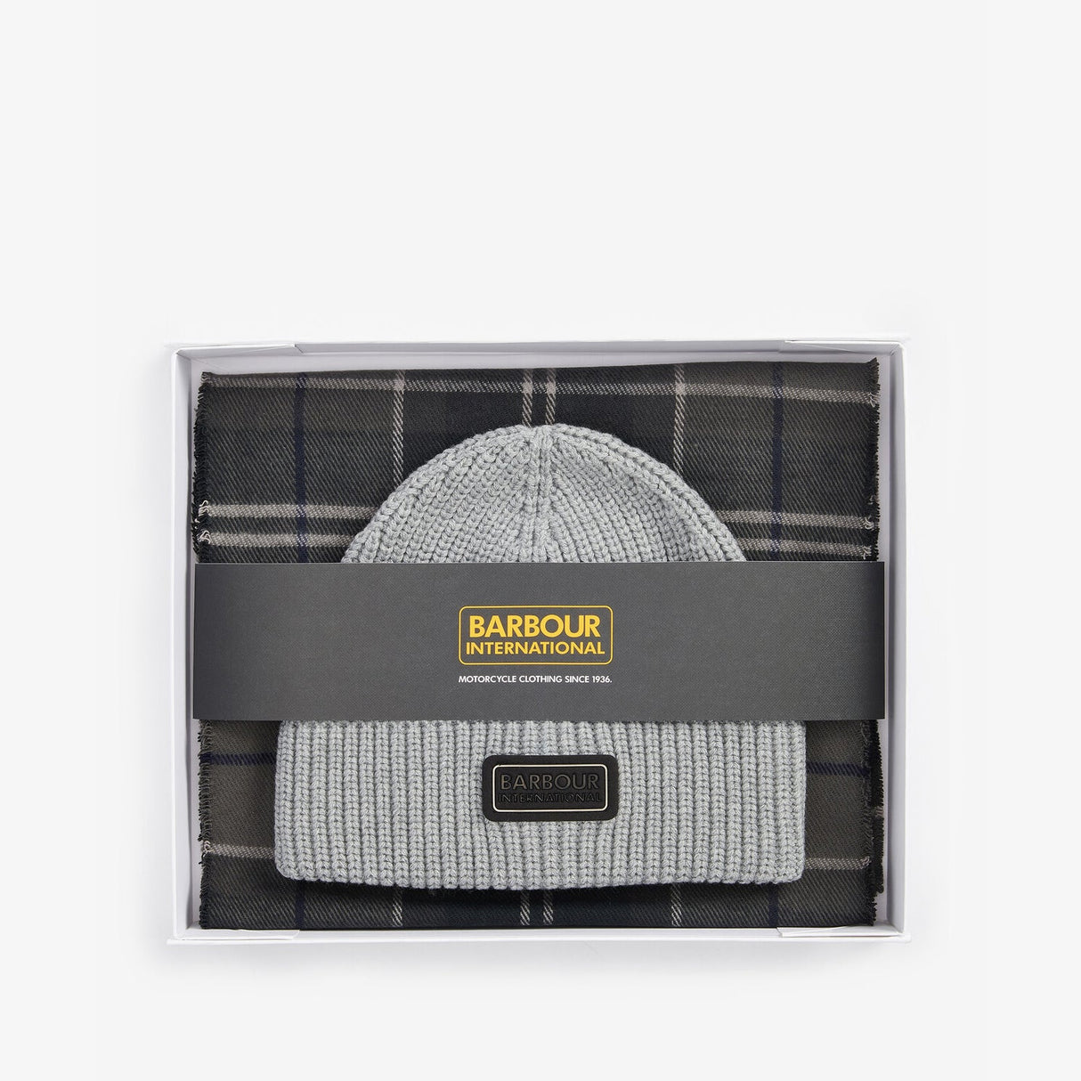 Barbour SWEEPER BEANIE & SCARF Gift Set Mens Grey