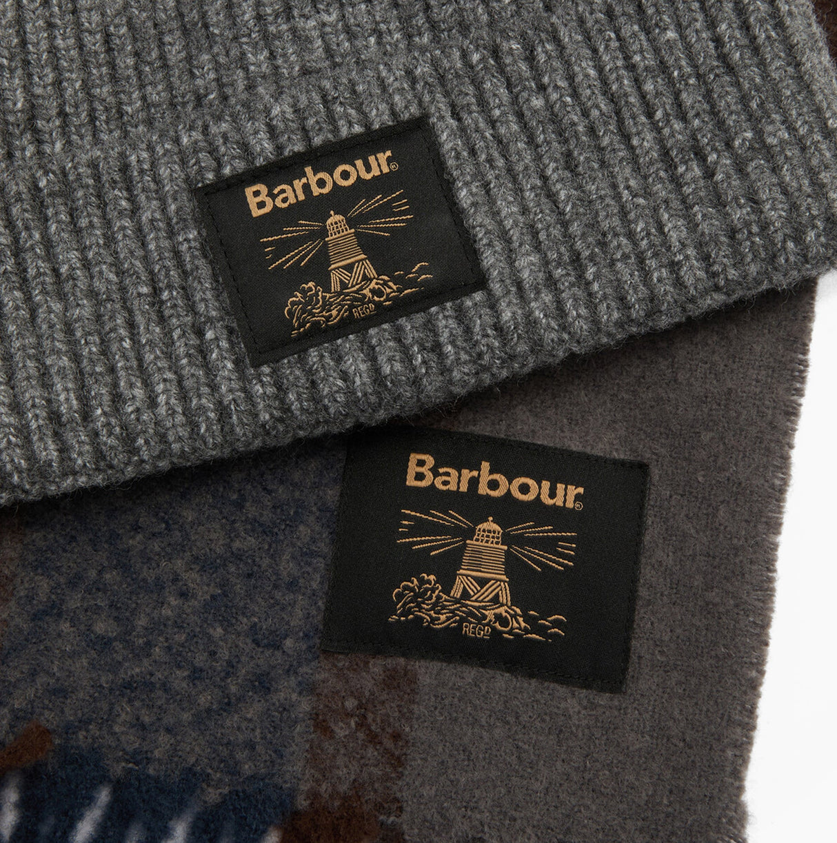 Barbour WESTERDALE BEANIE & SCARF Mens Gift Set Midnight Oak