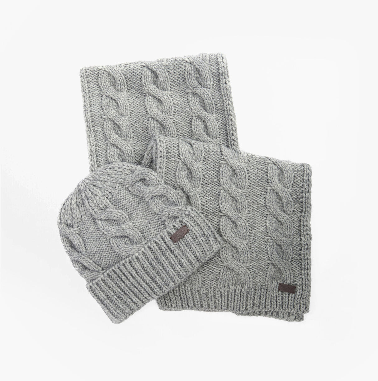 Barbour JESMOND BEANIE AND SCARF Gift Set Mens Mid Grey