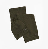 Barbour RAMSIDE BEANIE AND SCARF Mens Gift Set Dark Olive