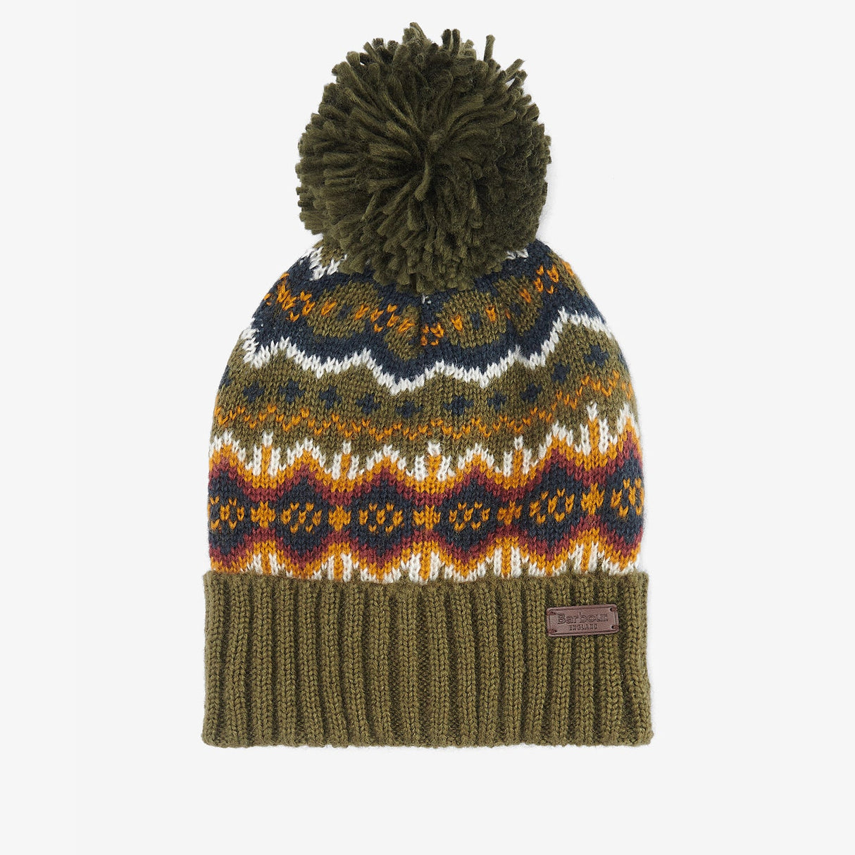 Barbour CASE FAIRISLE Mens Bobble Beanie Olive