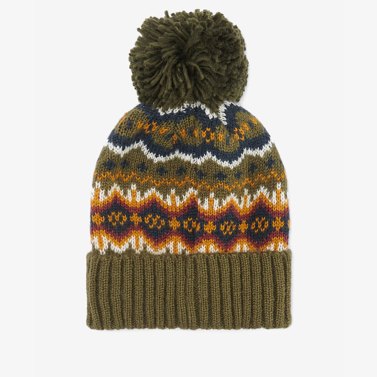 Barbour CASE FAIRISLE Mens Bobble Beanie Olive