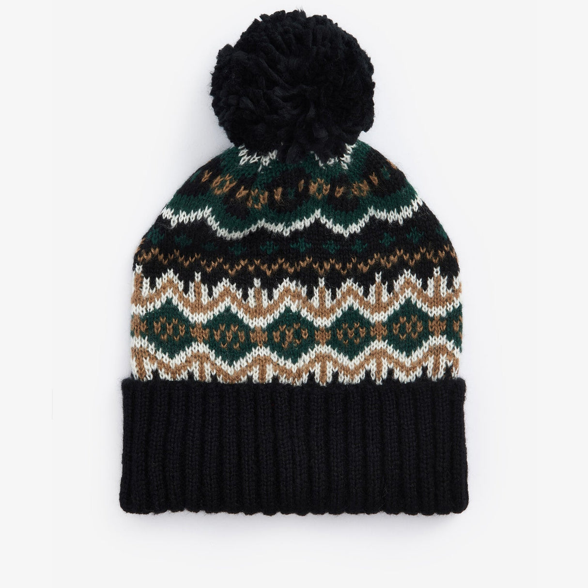 Barbour CASE FAIRISLE Mens Bobble Beanie Green Loch