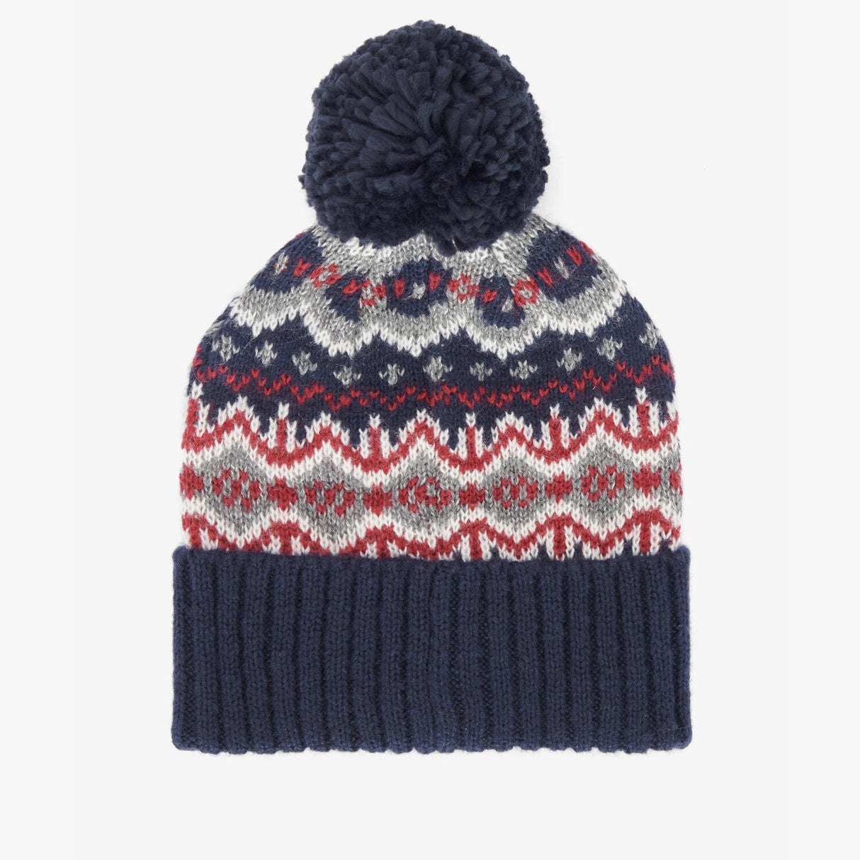 Barbour CASE FAIRISLE Mens Bobble Beanie Blue Granite