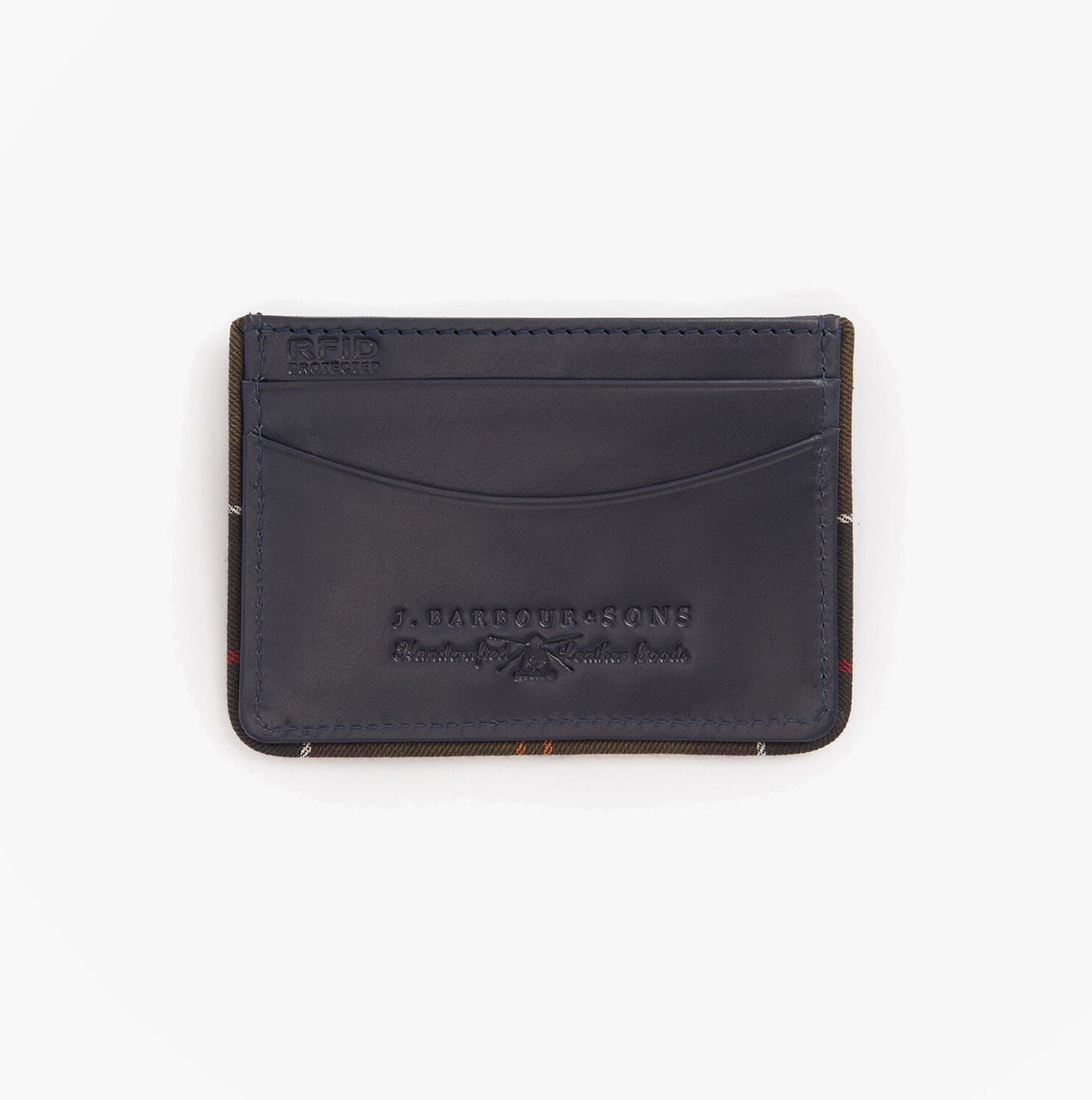 Barbour CHATTON LEATHER Mens Card Holder Navy/Classic