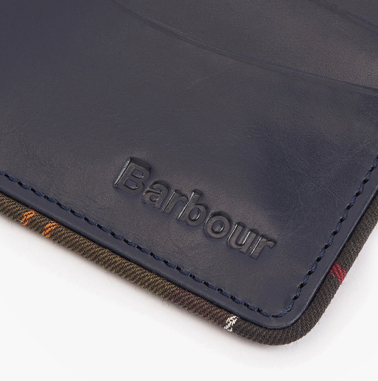Barbour CHATTON LEATHER Mens Card Holder Navy/Classic