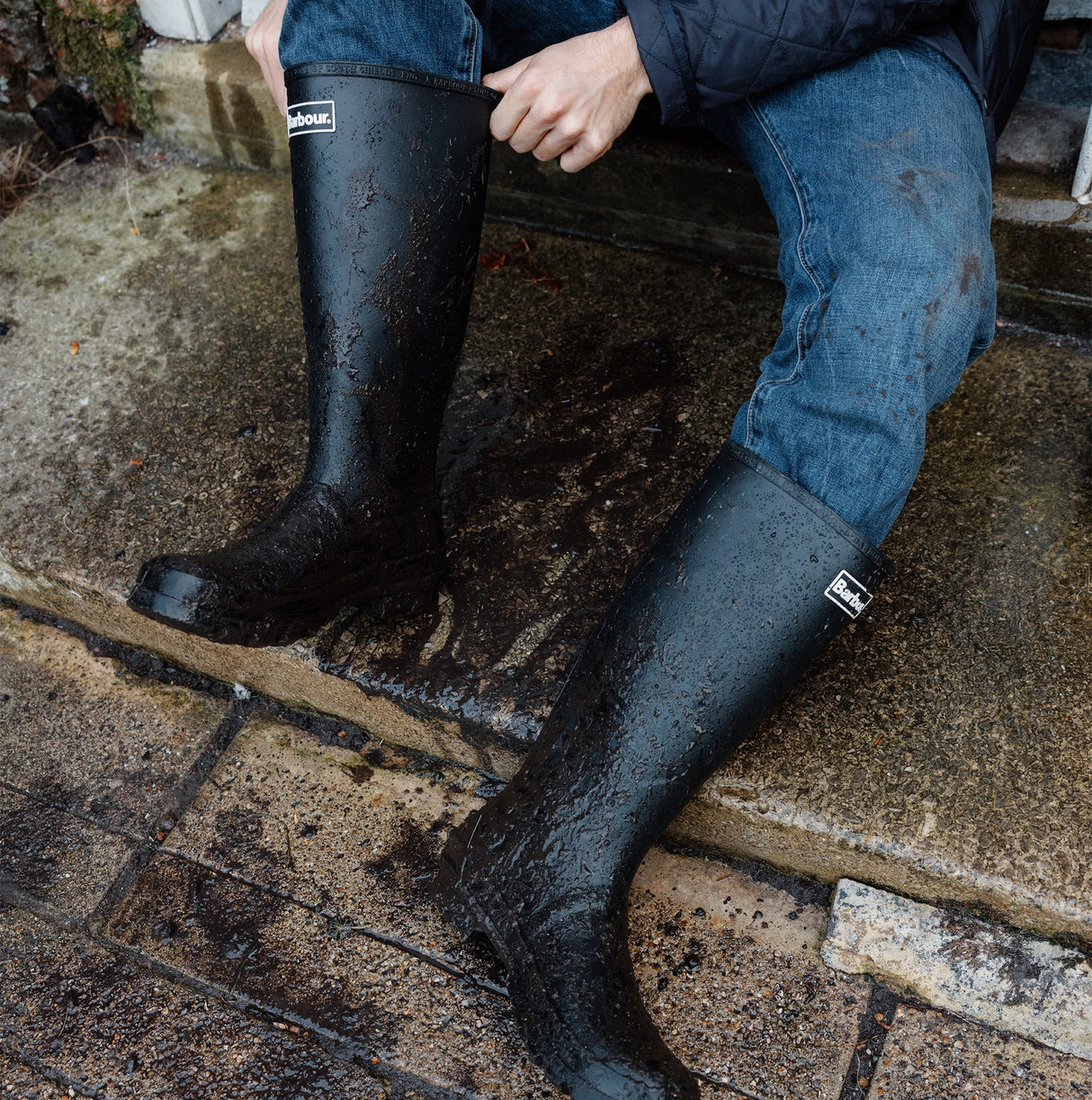 Barbour BEDE Mens Tall Wellington Boots Black