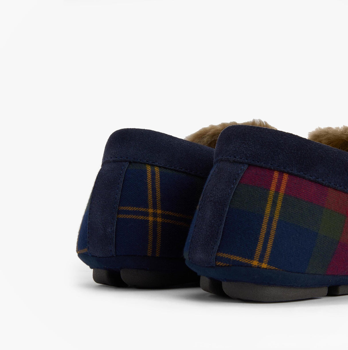 Barbour MONTY Mens Moccasin Slippers Winterberry Tartan