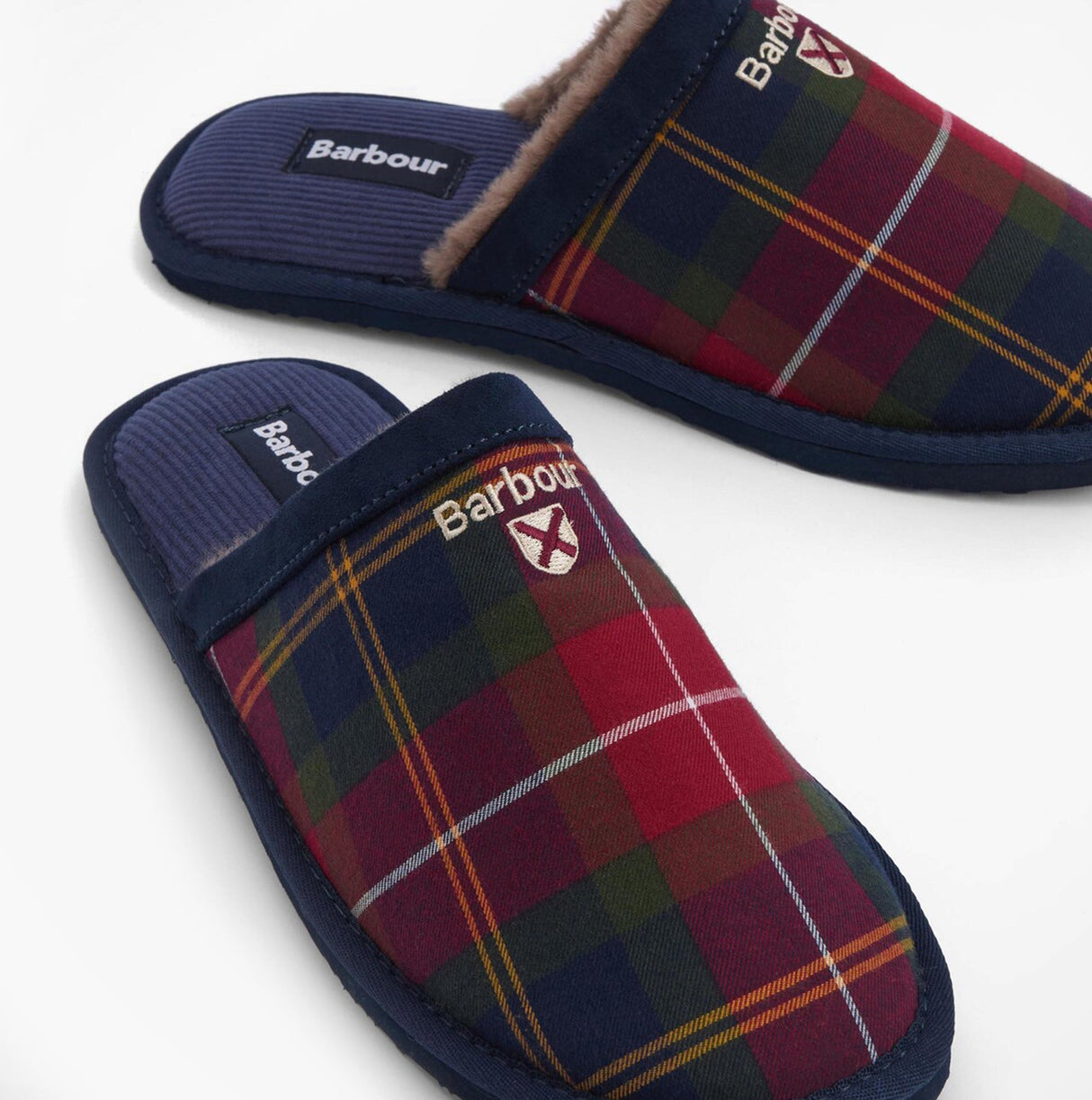 Barbour EVERITT Mens Mule Slippers Winterberry Tartan
