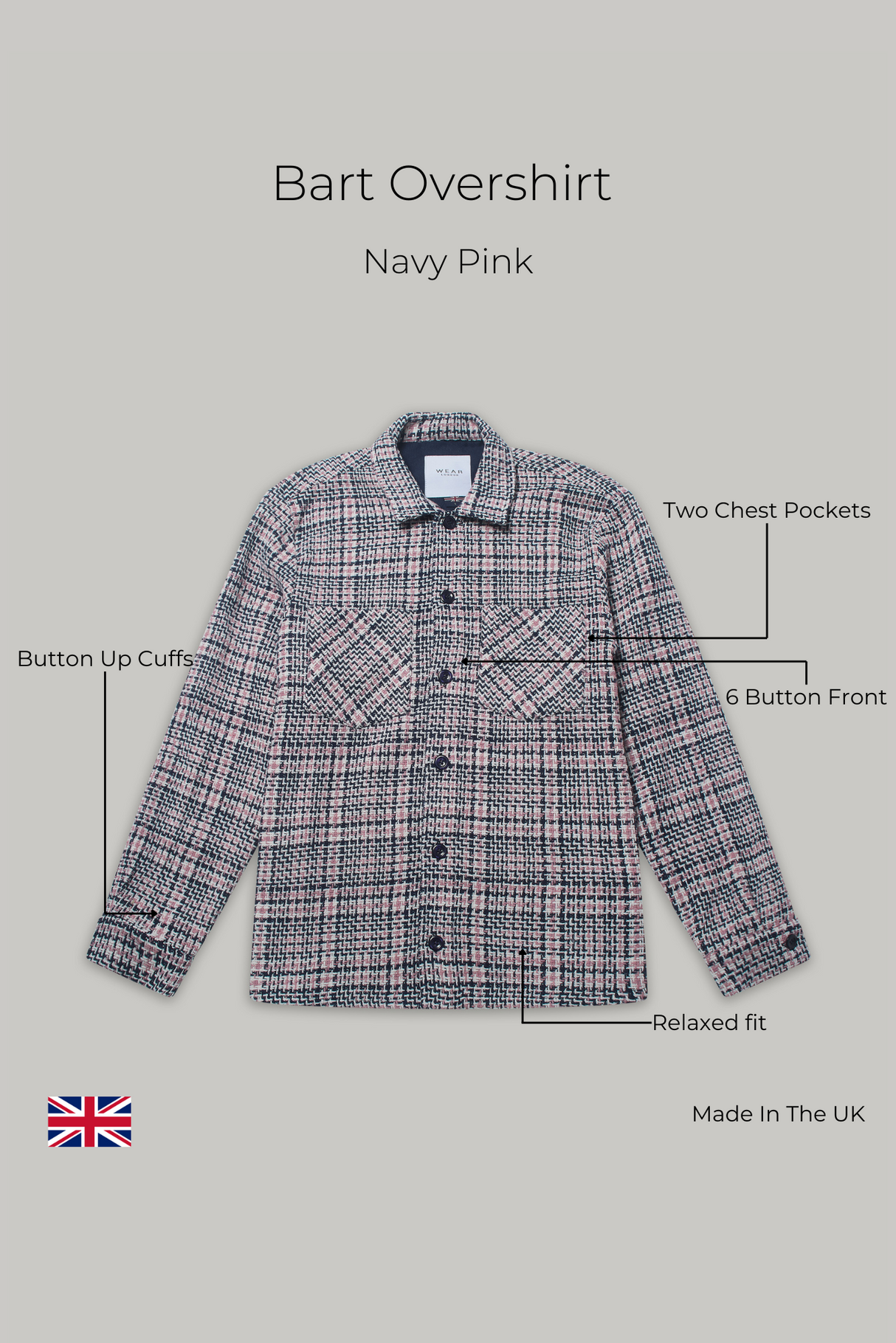 Bart Overshirt - Navy Pink