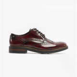 Base London WOBURN Mens Polished Leather Brogue Shoes Oxblood