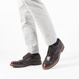 Base London WOBURN Mens Polished Leather Brogue Shoes Oxblood