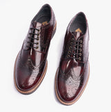 Base London WOBURN Mens Polished Leather Brogue Shoes Oxblood