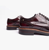 Base London WOBURN Mens Polished Leather Brogue Shoes Oxblood