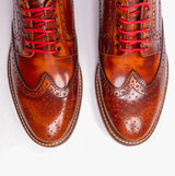 Base London WOBURN Mens Polished Leather Brogue Shoes Tan