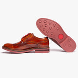 Base London WOBURN Mens Polished Leather Brogue Shoes Tan