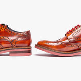 Base London WOBURN Mens Polished Leather Brogue Shoes Tan