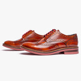 Base London WOBURN Mens Polished Leather Brogue Shoes Tan