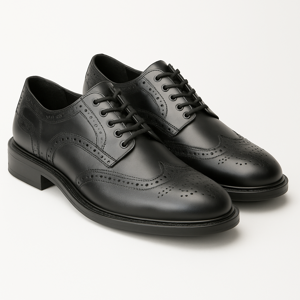 Base London BRYCE Mens Leather Brogue Shoes Black