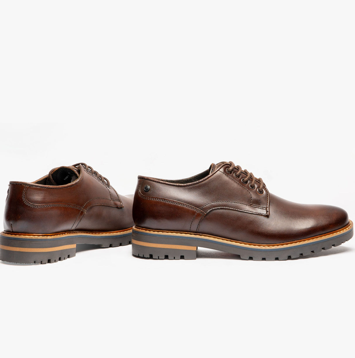 Base London HALSEY WASHED Mens Formal Lace Up Shoes Dark Brown