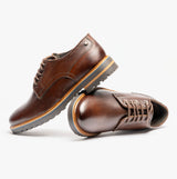 Base London HALSEY WASHED Mens Formal Lace Up Shoes Dark Brown