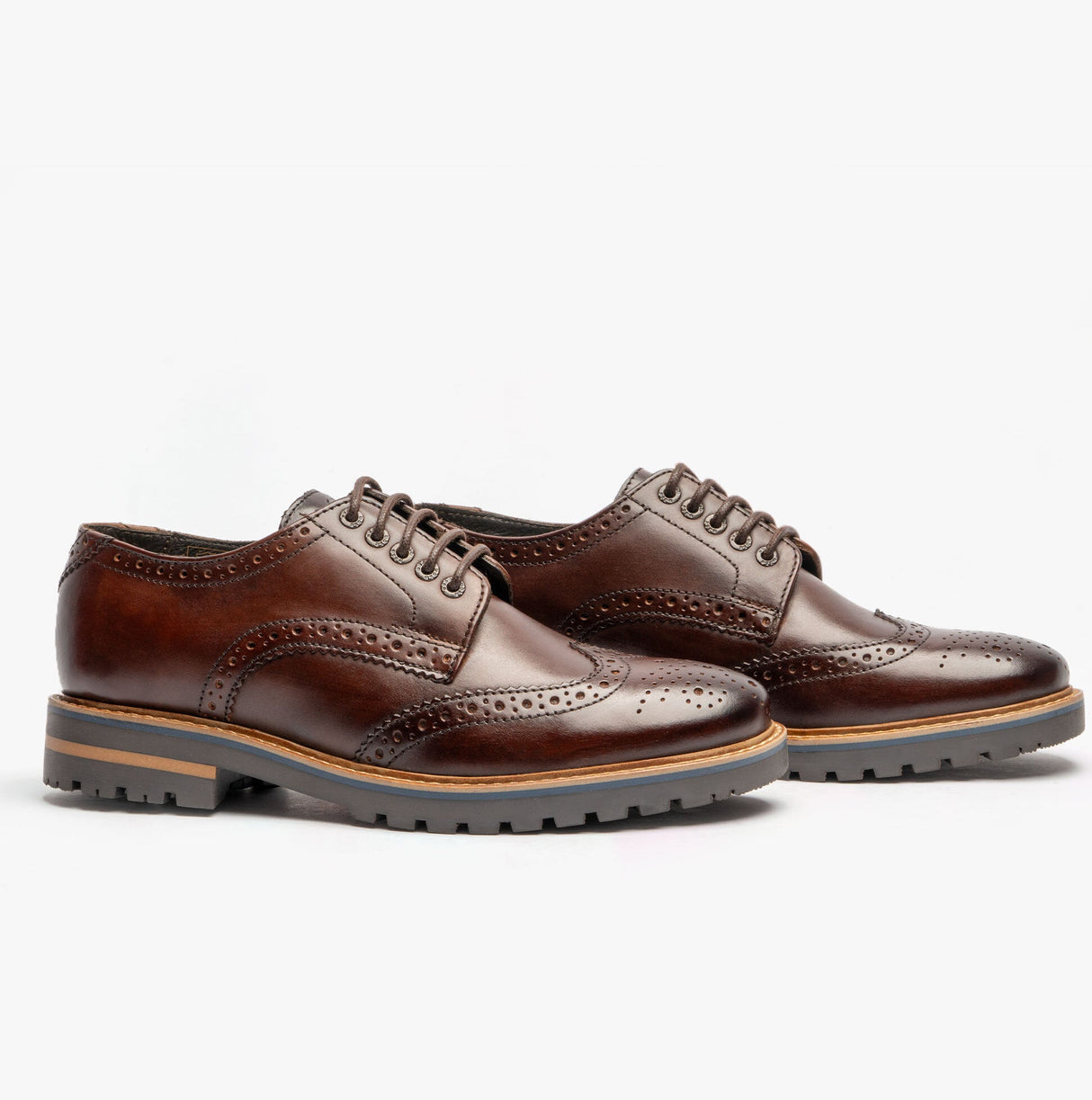 Base London GIBBS WASHED Mens Formal Lace Up Shoes Dark Brown